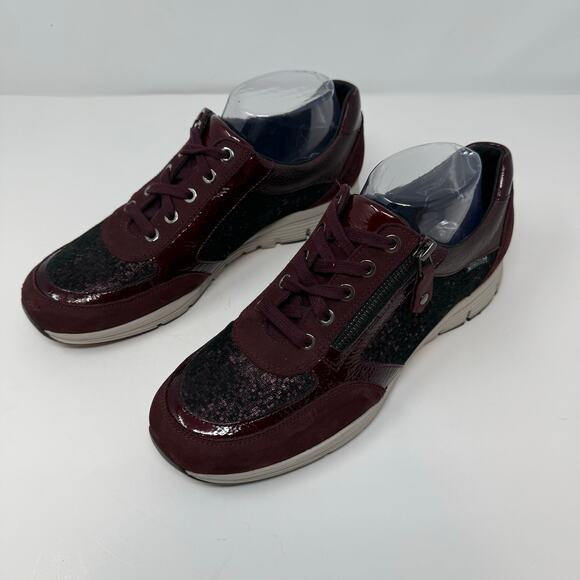 Mephisto Shoes - Mephisto YLONA Sneakers Women's 8.5 Marron Patent Leather Accents Metallic